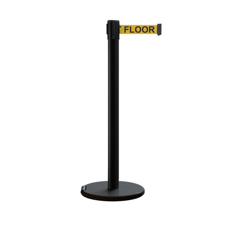 MONTOUR LINE Retractable Belt Rolling Stanchion, 2.5ft Black Post  11ft. Y.Wet ME630-BK-CAWETYB-110